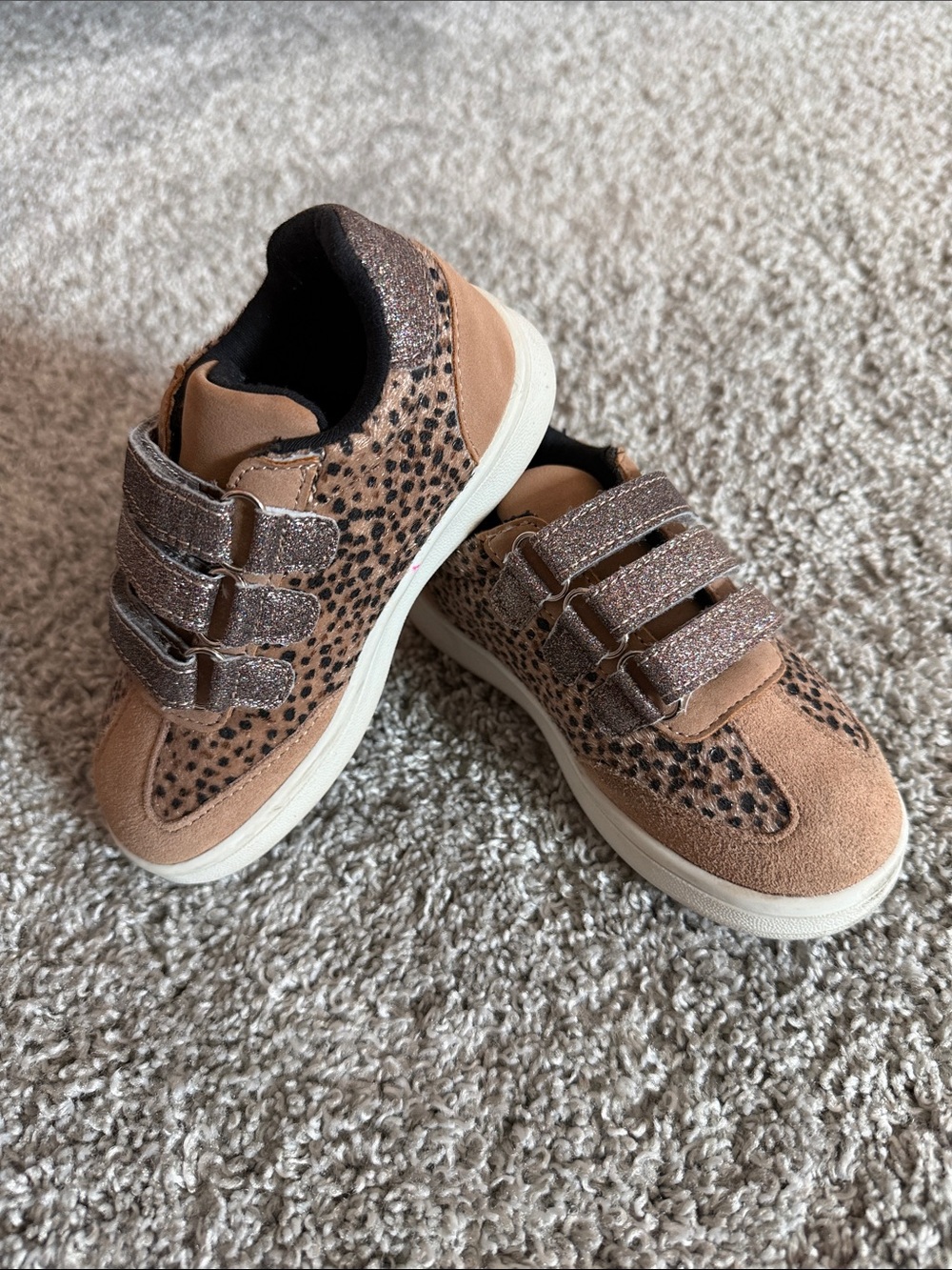 Kids Cheetah Suede and Glitter Sneakers - Picture 2 of 6